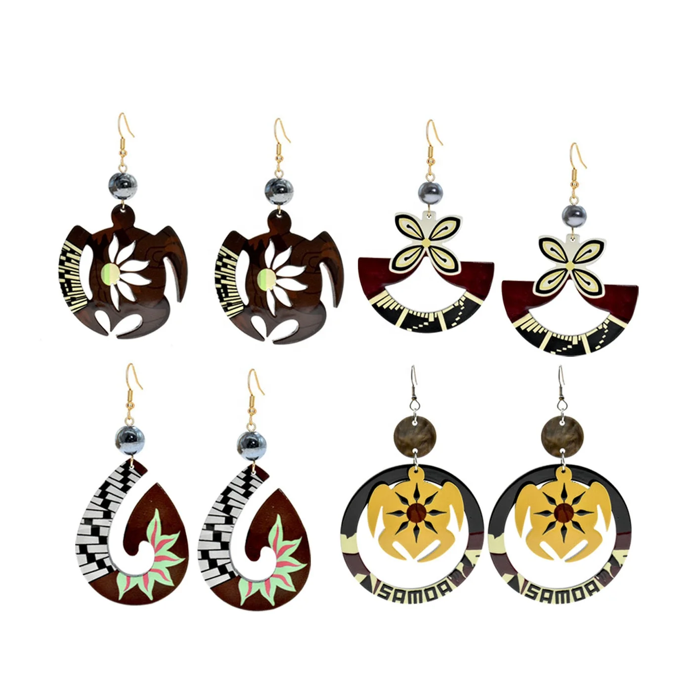 Hawaiian Earring Types  Wholesale Acrylic Acetate Tribal Earrings  For Women Girls