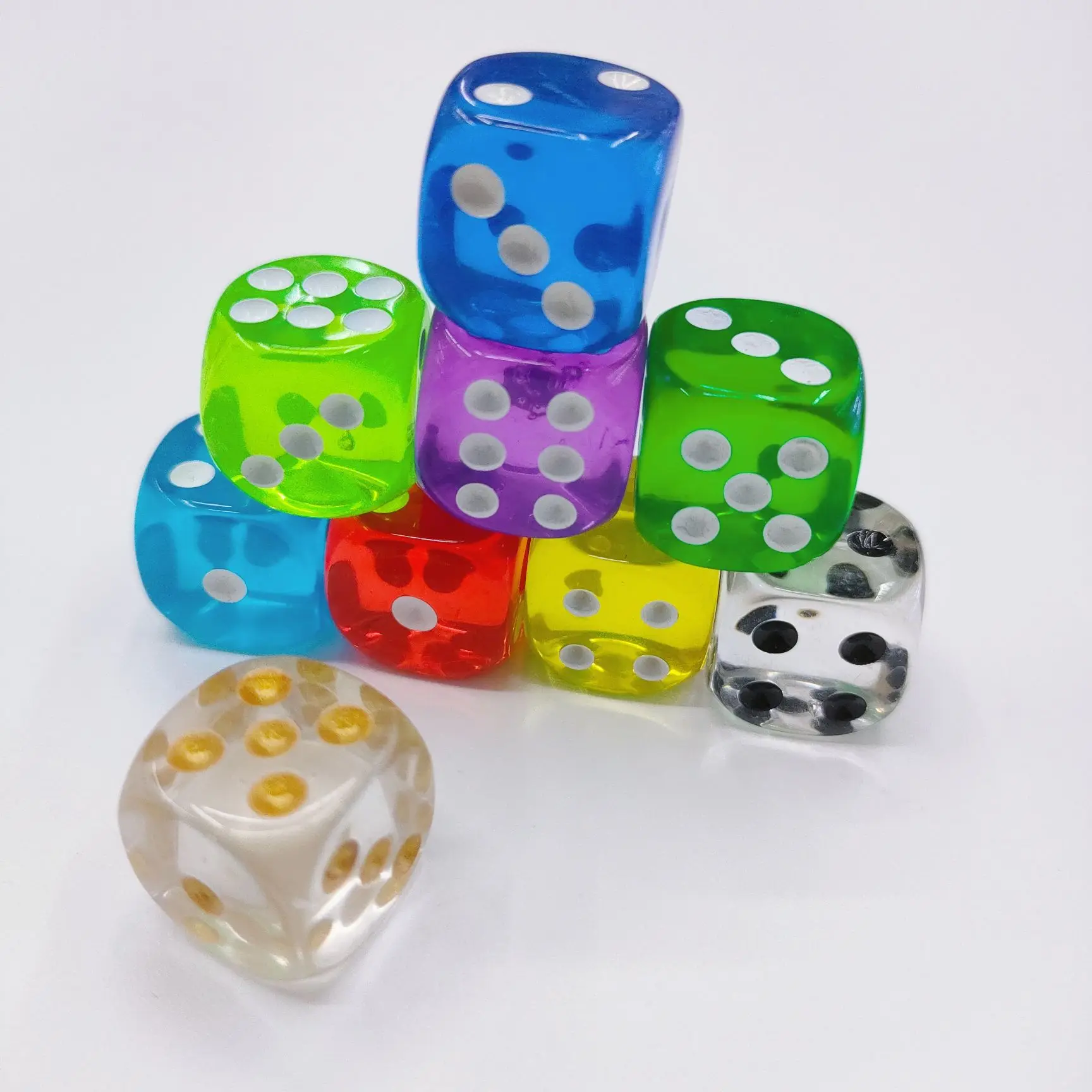 16mm d6 Acrylic Polyhedral Dice Set Round Square Corner With Dots Pip Toy Accessories Toys Multicolor In Stock Custom Game Dice