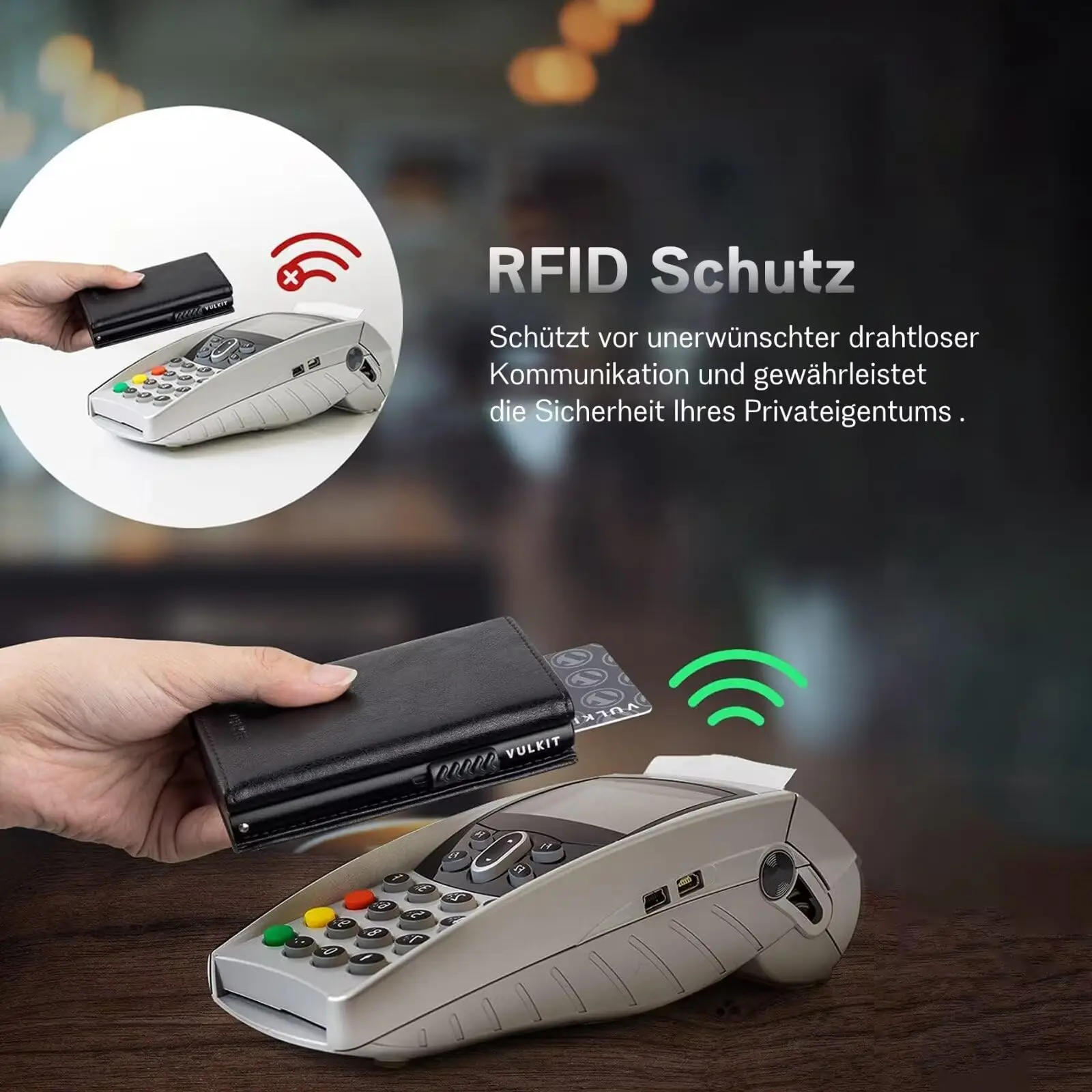 Leather Wallet with Coin Pocket  RFID Blocking Aluminum Protection Card Holder Small Mini Slim Wallet Pop Up Card Holder