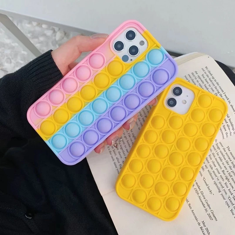 Rainbow Color Shockproof Silicone Case For iPhone 11 12 Pro Max 7 8 Plus X XR XS Max Back Cover Reliver Stress