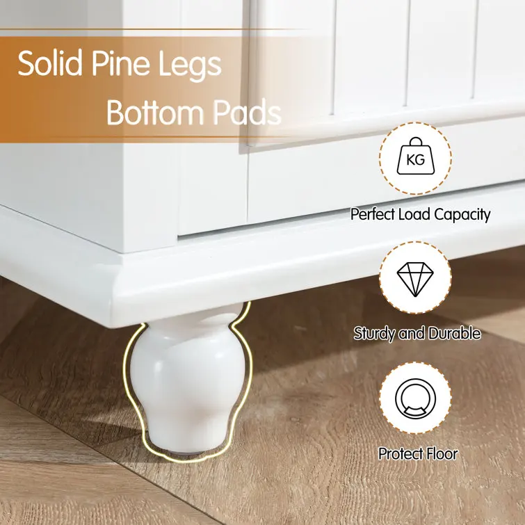 62.2' Sideboard crafted from solid and engineered wood in a breezy white hue with a clean finish kitchen sideboard cabinet