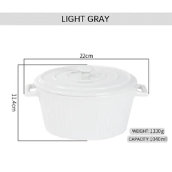 Hot sale  color striped texture glazed ceramic casserole with two handle with lid