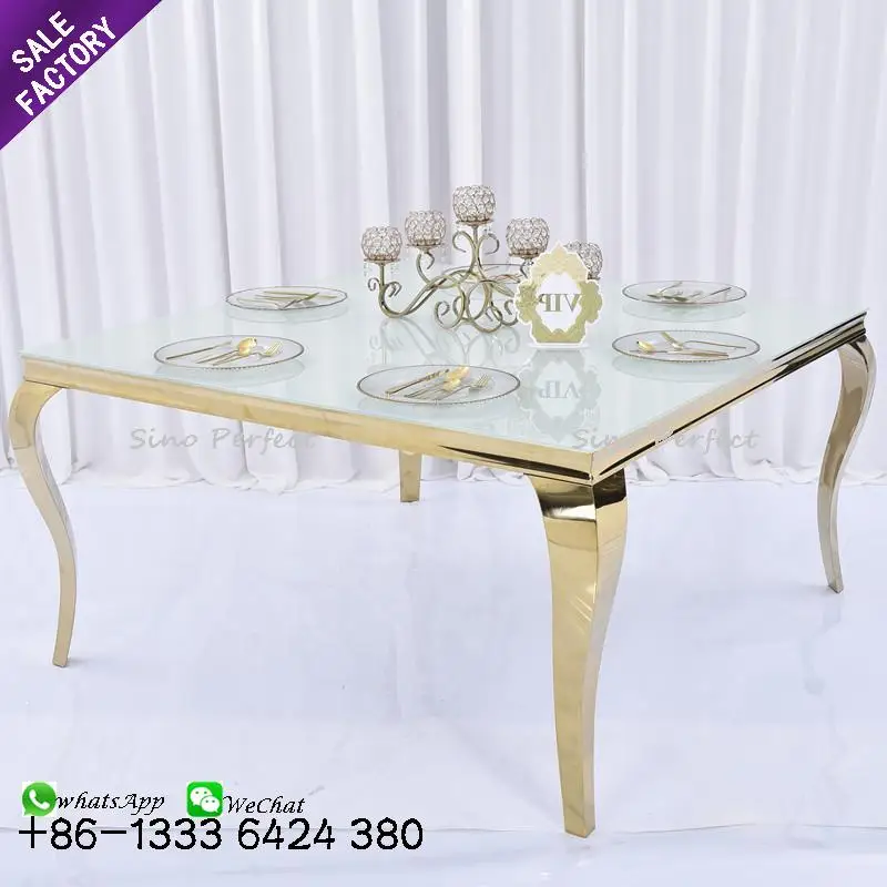 Cheap Price Hotel Stainless Steel Oval Shape Glass Golden Wedding Tables For Groom And Bride