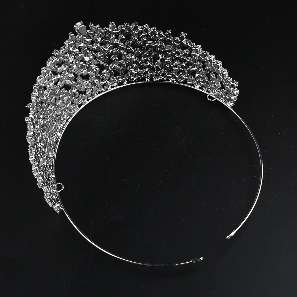 CUNYAN Platinum Plated Zircon Crowns Wedding Crown Headpiece Bridal Hair Accessories Jewelry Women Princess Pageant Crown Tiara