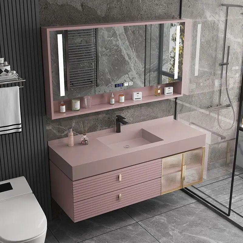 pink large bathroom white led vanity mirror cabinets set waterproof double sink bathroom vanity modern
