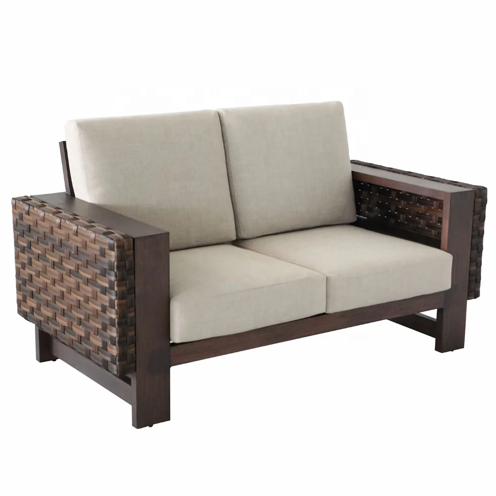 
aluminum couch outdoor woven rope strap deep seating furniture 
