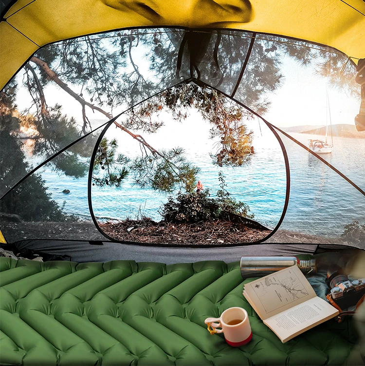 Foot Pump Inflatable Compact for Camping Backpack Camping Mat with Pillow Camping Sleeping Pad