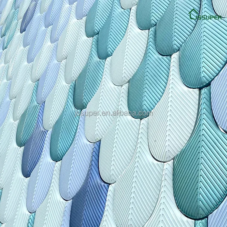 3D Three Dimensional Cement Tile UHPC Handmade Brick Personalised Brick Cafe Restaurant Background Wall Mosaic Feather Models