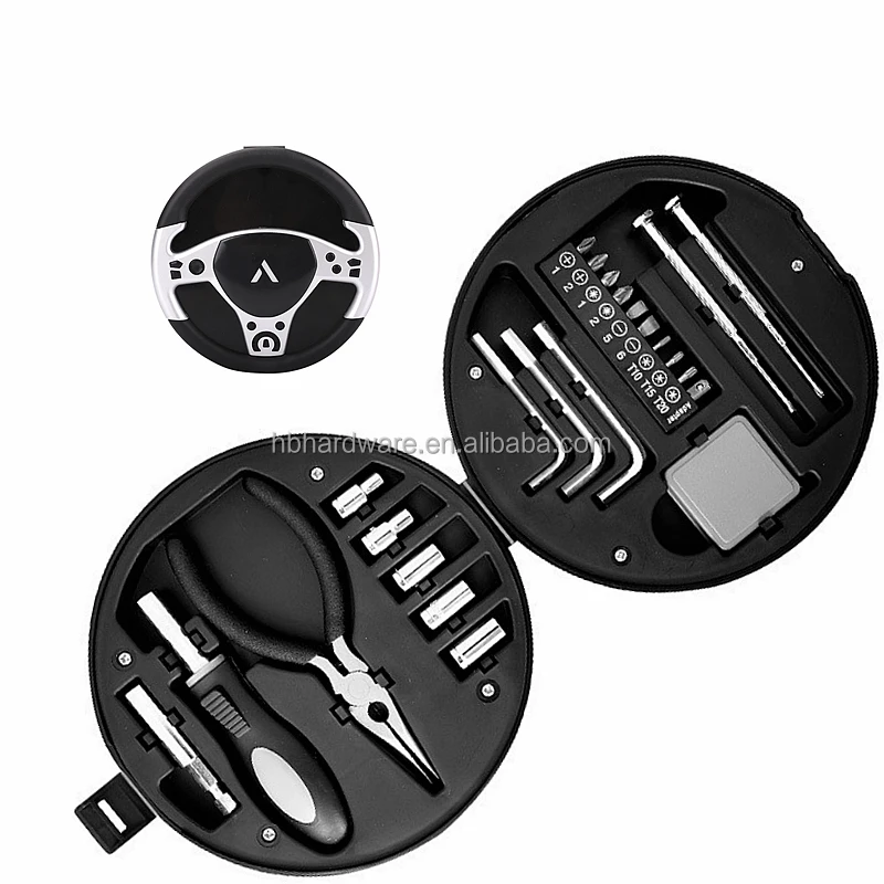 24 Piece Hot Decoration Toy Box Car Steering Wheel Shape Hand Gift Tool Set Screwdriver Bit Pliers New Funny Promotion Tool Kit