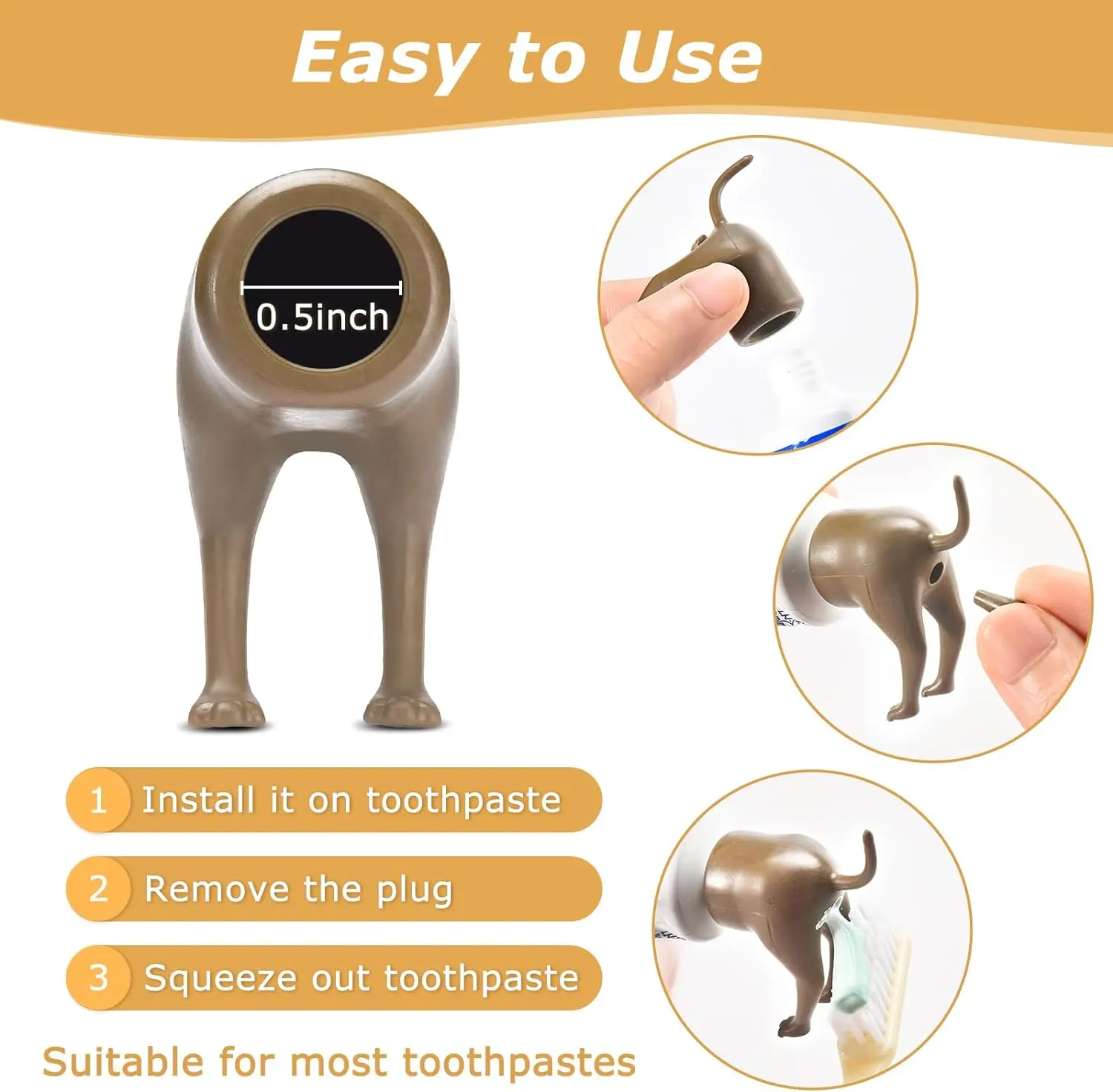 Silicone Dog Butt Toothpaste Topper Funny Puppy Pooping Creative Toothpaste Cat Toothpaste Dispenser Cap Pet Toothbrush Supplies