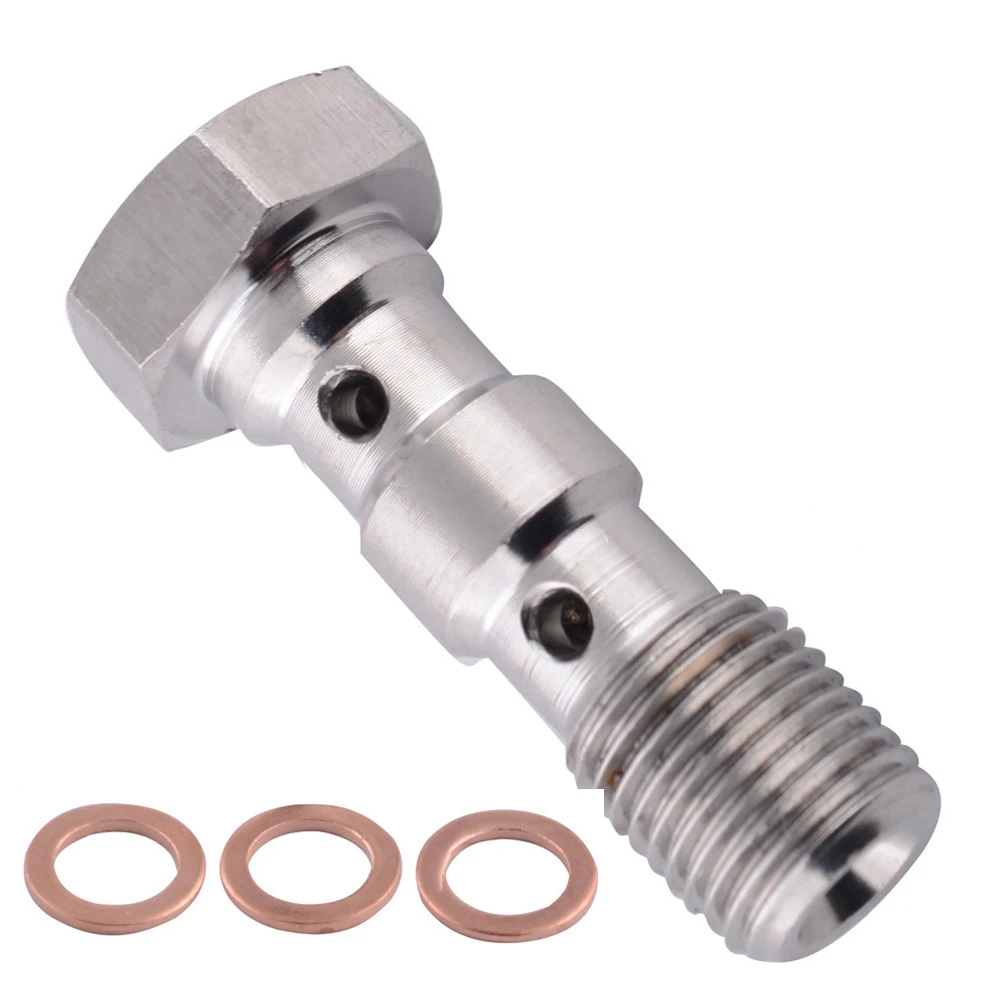 Titanium Double Banjo Bolt Rear Brake Master Cylinder Caliper M10X(1.00Mm) 30Mm Race Spec For Brake/Clutche Titanium Banjo Bolt