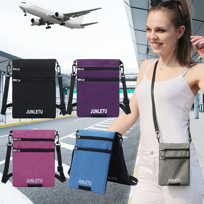 Fashionable new shoulder bag waterproof mobile phone bag travel abroad documents passport hanging neck small bag
