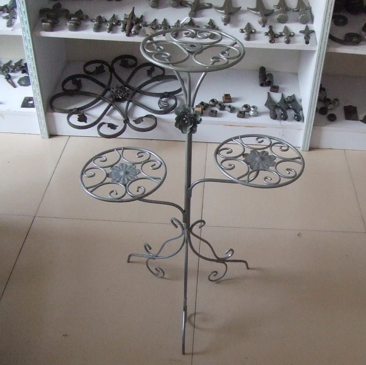 FABRIC WROUGHT IRON STAND WITH FLOWER POT MEDIUM SIZE POWDER COATED FINISHED FLOWER PLANTER STAND