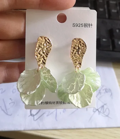 Korean New Statement Trendy Petal Jewelry Dangle Drop Shell Flower Earrings