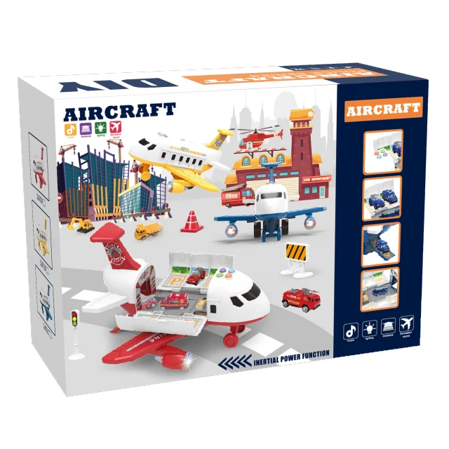 Airplane toys Fire Police engineering style Music Story Simulation Inertia Passenger Plane Electric Airplane Model Toys