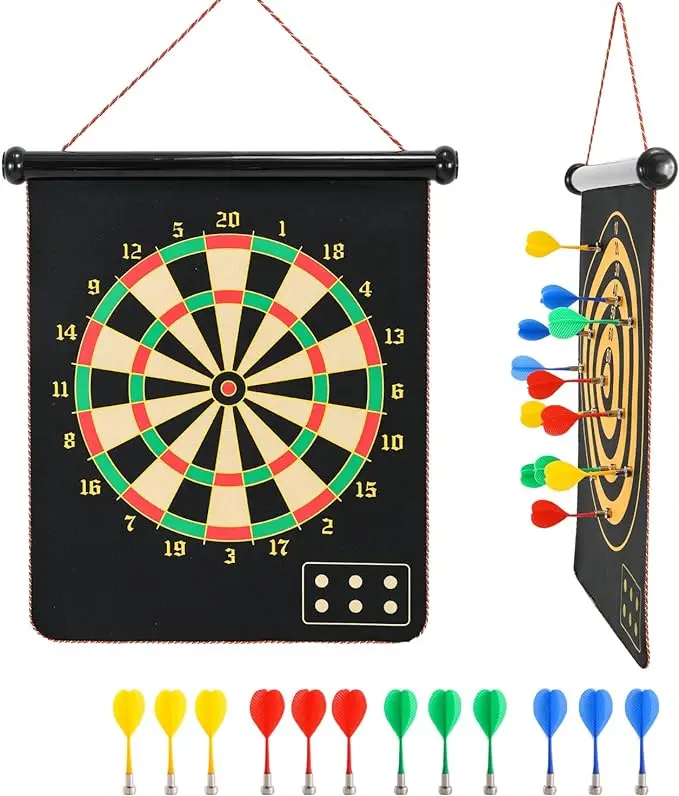 Indoor And Outdoor Home Interactive Safety Toy Games 12 15 17 Inch Rollup Double Magnetic Sided Dart Board
