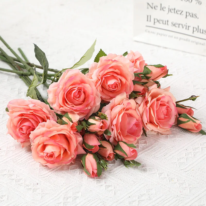 High Quality Artificial Real Touch Rose Bouquet flowers artificial home  Latex Wedding Bridal Bouquet flowers artificial
