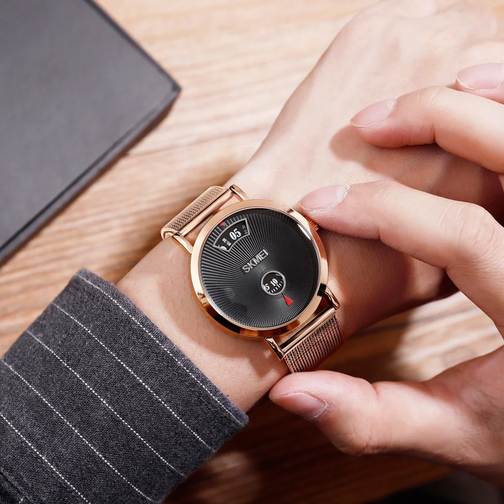 SKMEI top brand high quality watch moq oem quartz watch silver mesh relojes al por mayor stainless steel wrist watches