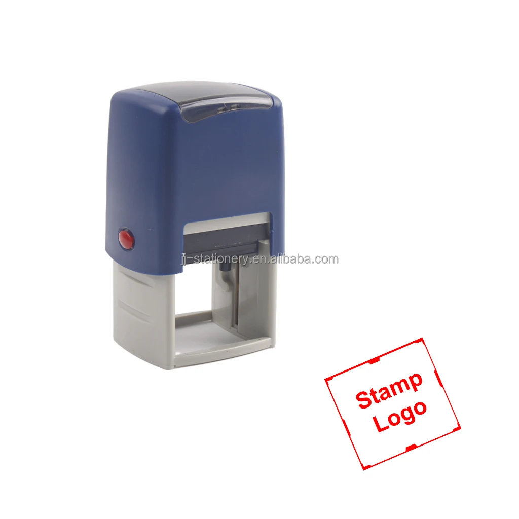 Square size office use laser text pre inked self inking rubber stamp