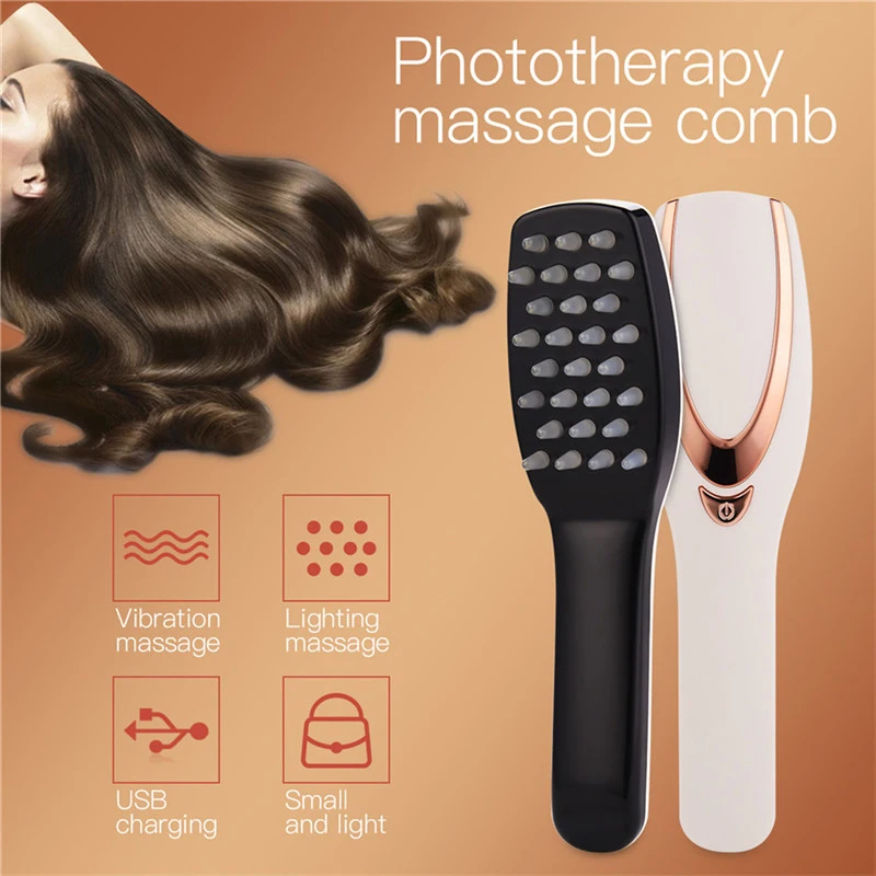 Anti Hair Loss Massage Therapy Infrared Red Blue Light Vibration Hair Massage Brush Electric Laser Hair Growth Comb