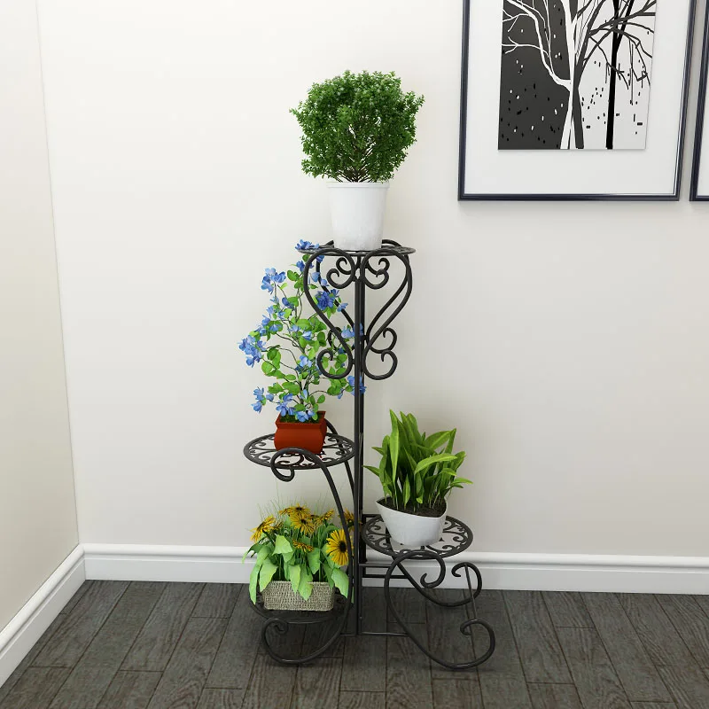 European style iron craft floor type hanging orchid multi-layer flower stand indoor Chloranthus flower pot rack