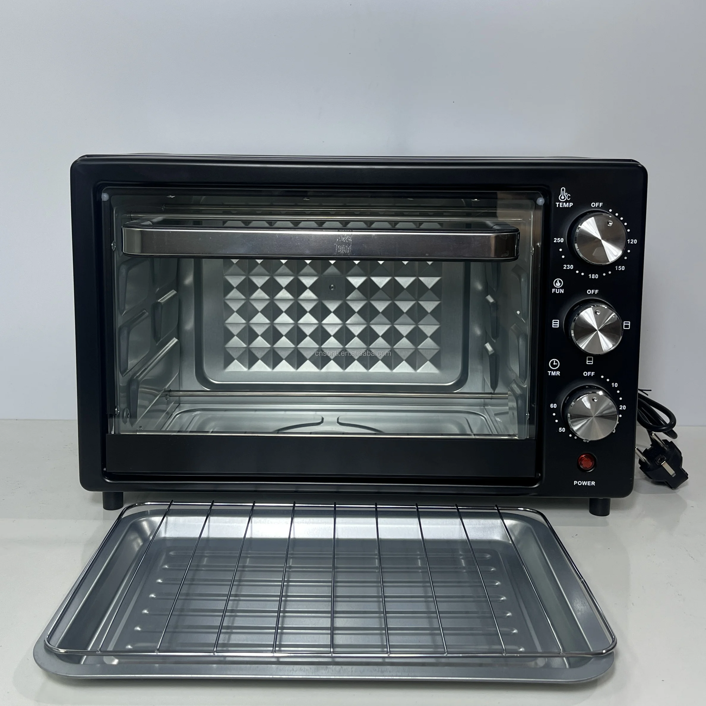 22L Electric Multifunctional Toaster Oven for Household Use Knob Controlled With Air Fryer Grill Convection Functions RV US Plug
