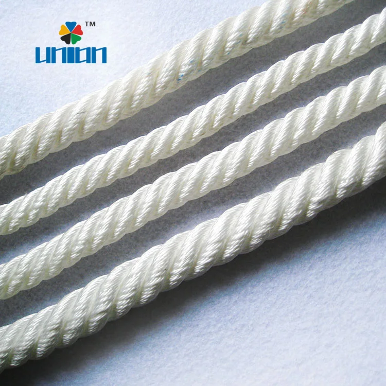 High quality 12mm white 3 strand twisted nylon rope for dock line