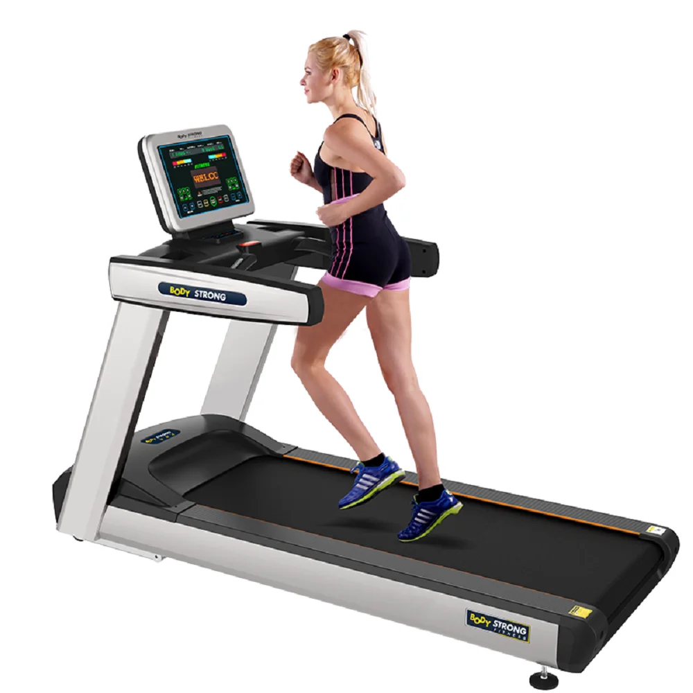 body strong electric foldable auto 0-18% semi commercial treadmill 150kg gym fitness equipment heavy duty