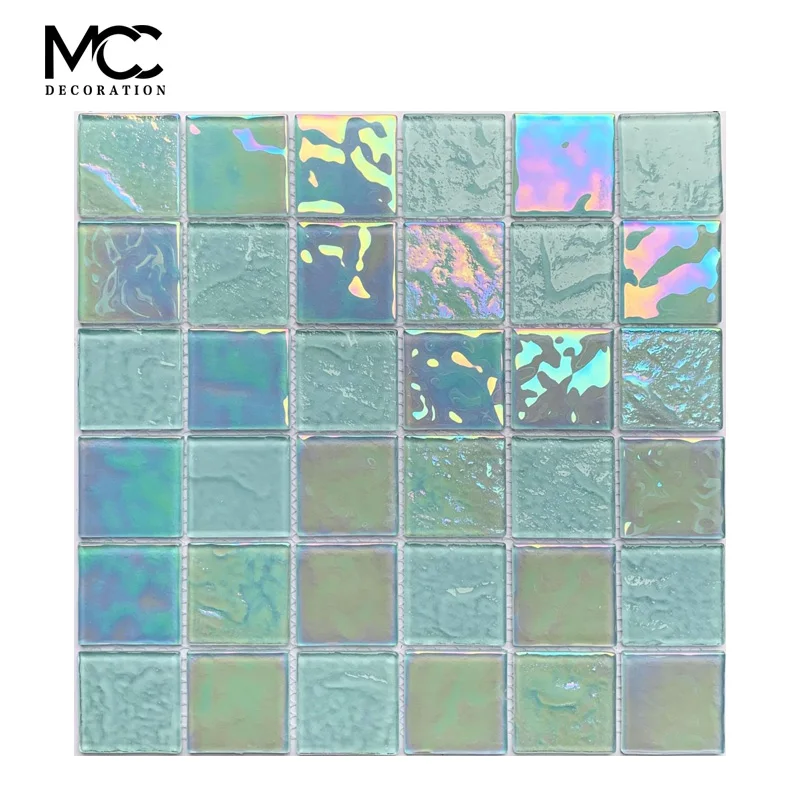 Luxury White Glass Mosaic Tile Modern Design Square Pattern for Bathroom Outdoor Living Room Background Walls for Luxury Style