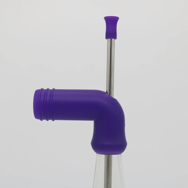 Bar accessories party needs straight straw metal purple beer snorkel fit for bottle chugging snorkel beer