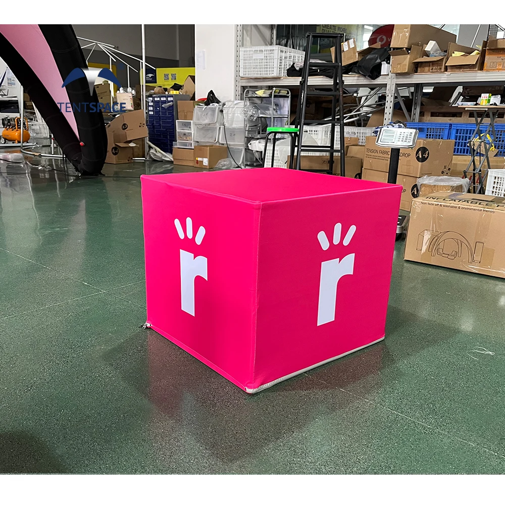 Exhibition Square Table Outdoor Events Aluminum Alloy  Cube Custom Tension Fabric Cubes Advertising Ottomans