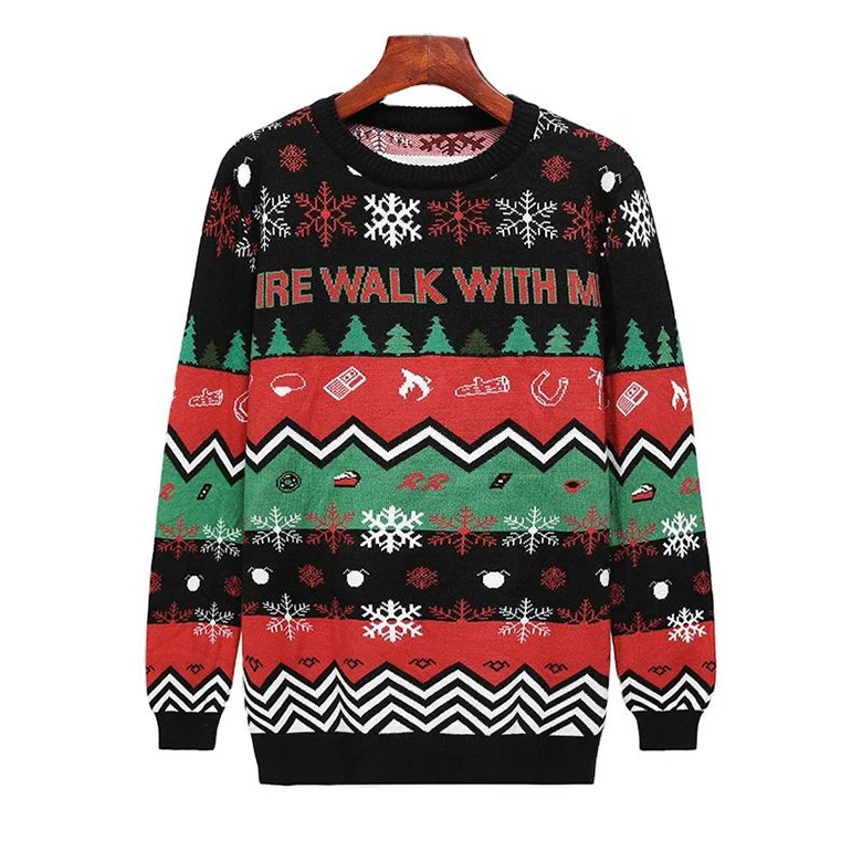 Custom OEM & ODM Christmas Sweater Jacquard Clothes Long Sleeve Knitwear Winter Knitted Unisex Ugly