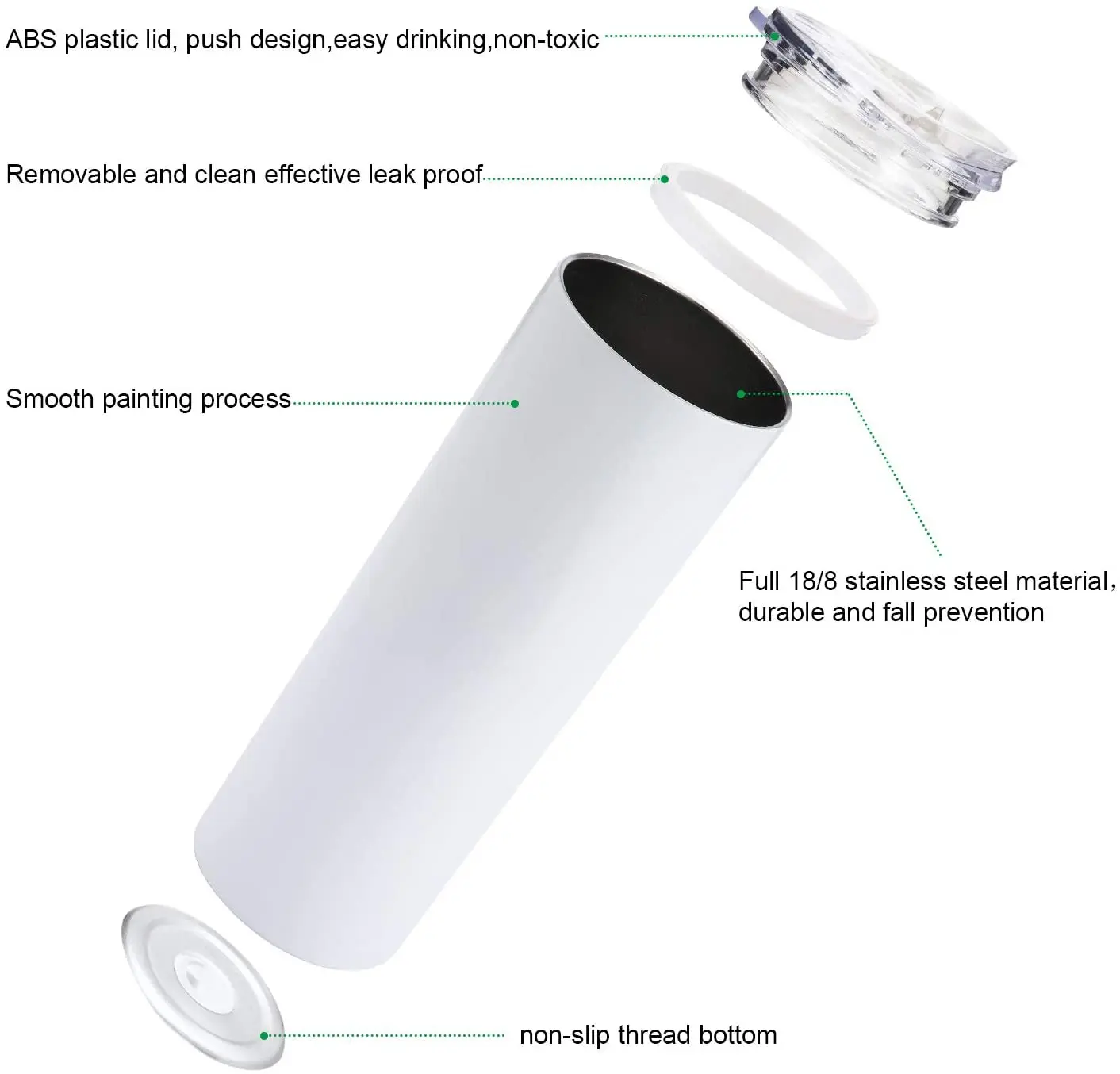 Skinny Stainless Steel flat bottom Double Insulated glass with lid Outdoor durable travel thin bottle Keep hot and cold