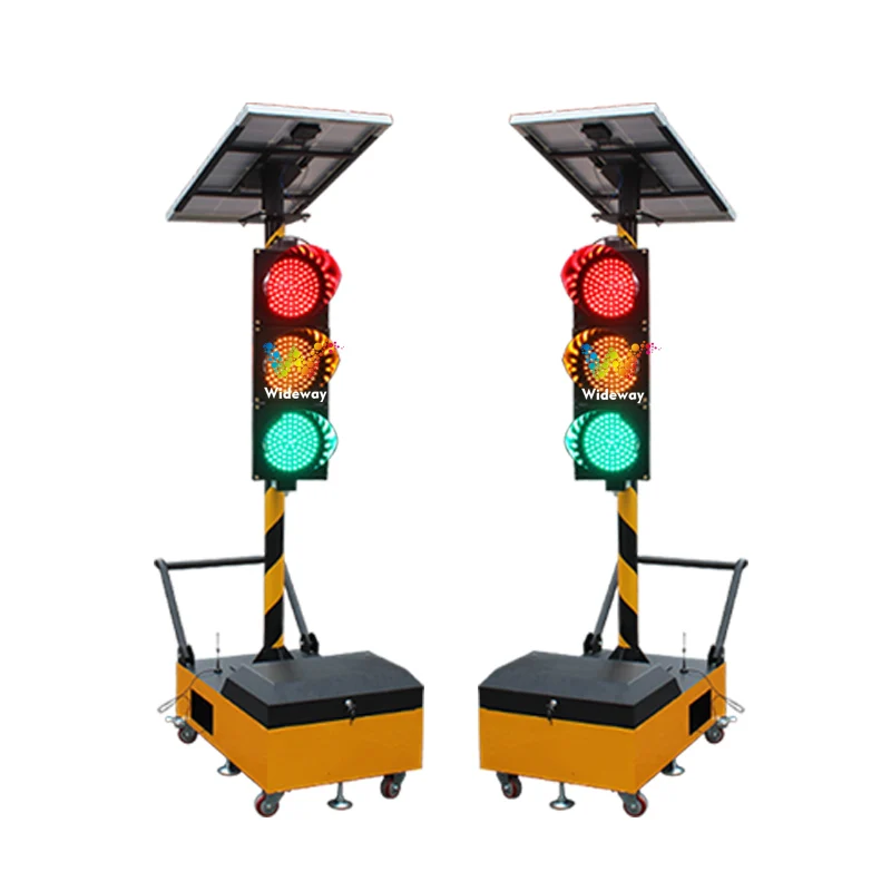 Single-sided solar mobile traffic light, temporary traffic light, temporary mobile traffic light for road construction