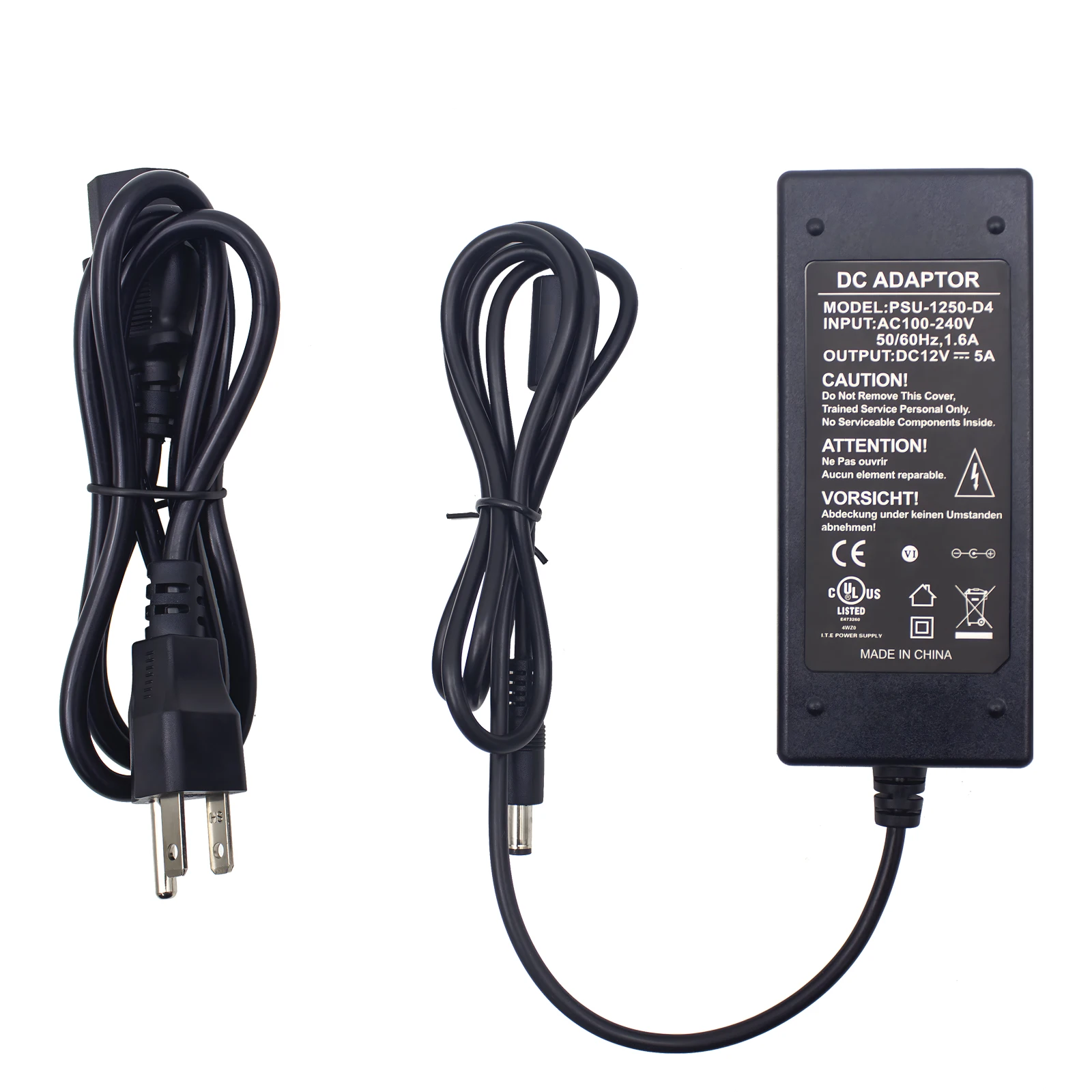 Centro  12V 5A AC DC adapter AC 100-240V to DC 12V Power Supply Adapter Converter Transformer for Cameras CCTV