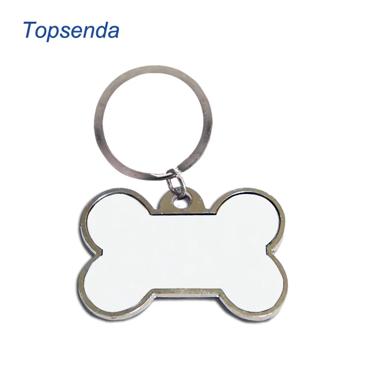 Double sided printing zinc alloy Pendant Blank Keychain Metal Bone Sublimation Dog tag keychain