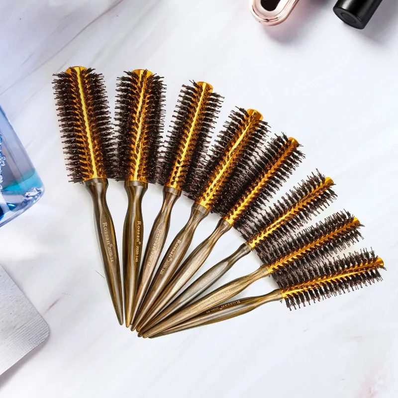 OEM Natural Wood Handle Hair Styling Tools Professional Salon Hair Brush Set Extra Long Roll Hair Brushes
