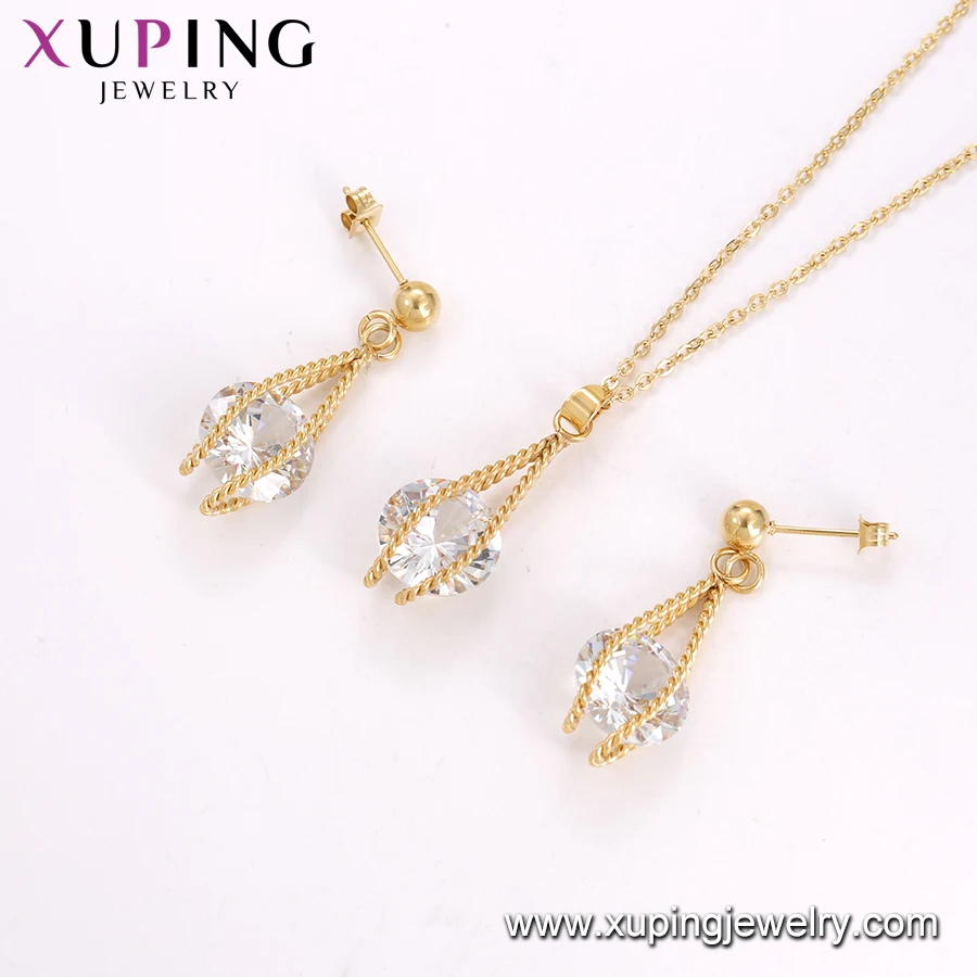 S-126 xuping jewelry fashion popular elegant lively daily special design romantic gift zircon stainless steel 24K jewelry set