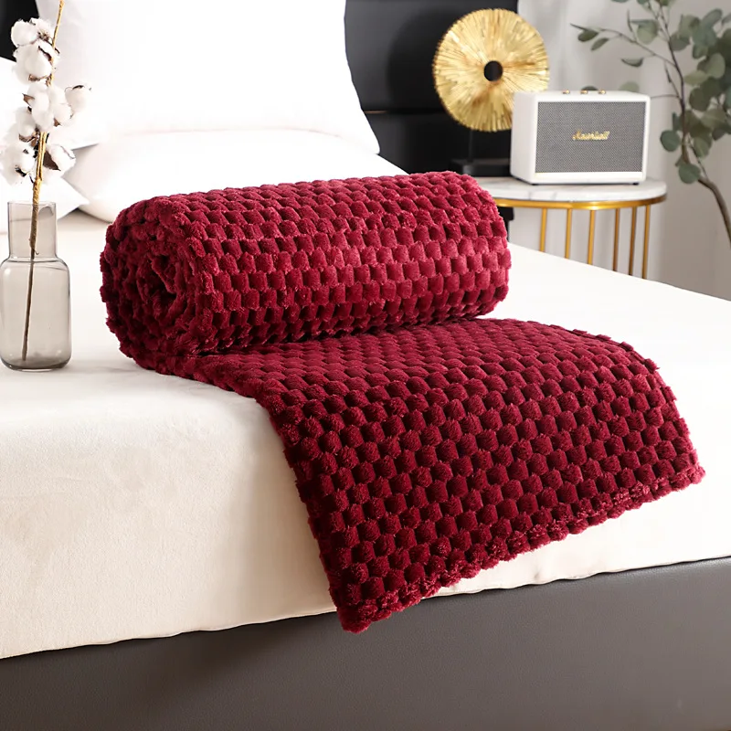 textured flannel fleece throw blankets wholesale warm cozy flannel blanket for bed sofa thick multi-functional luxury blanket