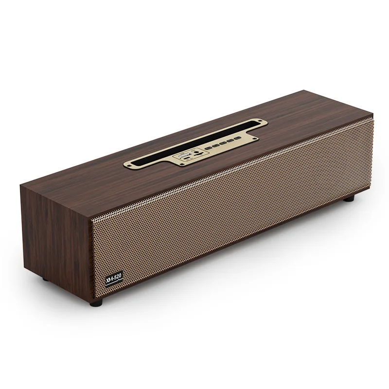 Hot export sales Double horn heavy bass wireless radio speaker Home retro wood Wireless connection speaker