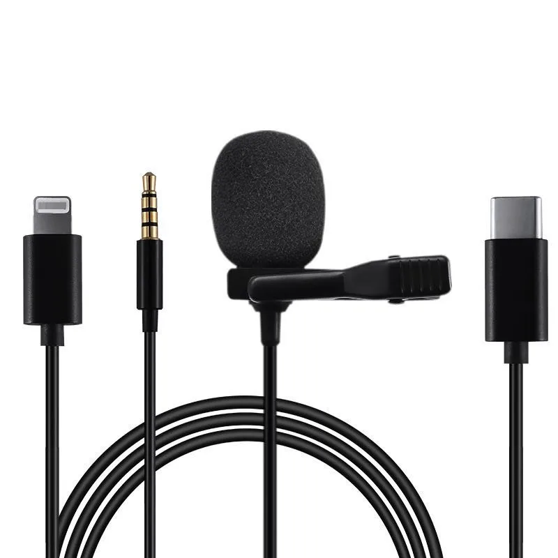 3.5 mm Lavalier Microphone Clip Tie Collar for Mobile Phone Speaking in Lecture 1.5m Vocal Audio Lapel Microphone for iPhone