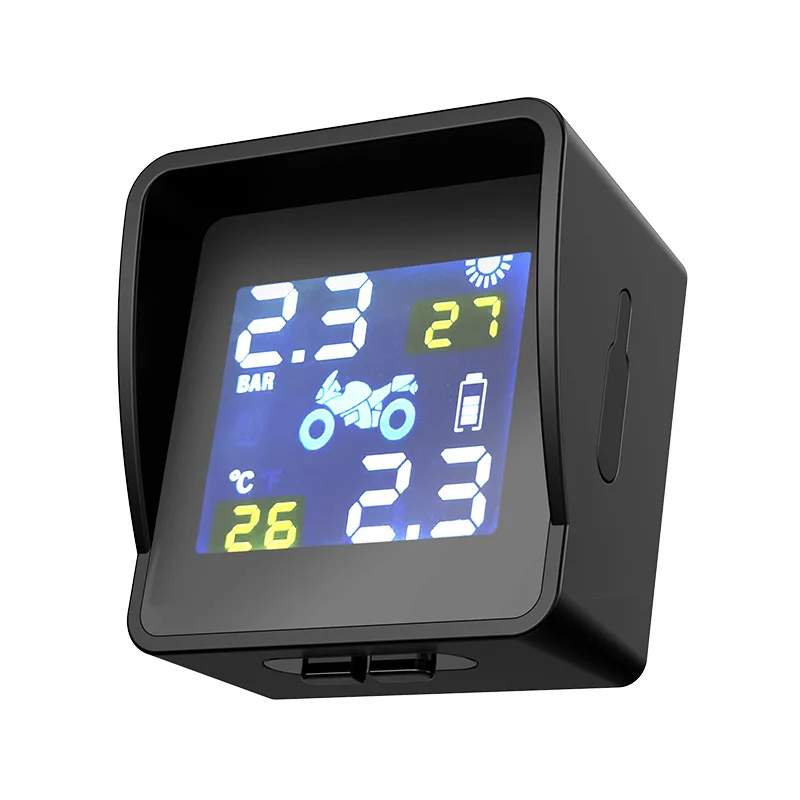External USB Solar Charging Motorcycle TPMS Motor Tire Pressure Tyre Temperature Monitoring Alarm System