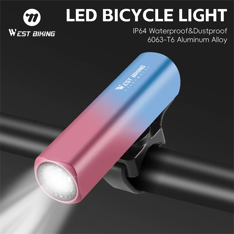 WEST BIKING Led Bicycle Lights Type-C Charging Bike LED Cycle Headlight Super Bright Aluminum Alloy Bicycle Headlight