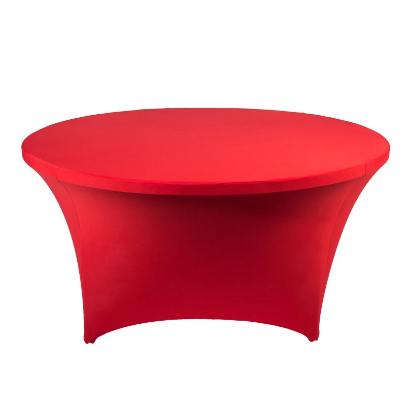 Round Tablecloth White Fitted Stretch Tablecloth Elastic Table Cover for Wedding Party Event Table Cloth