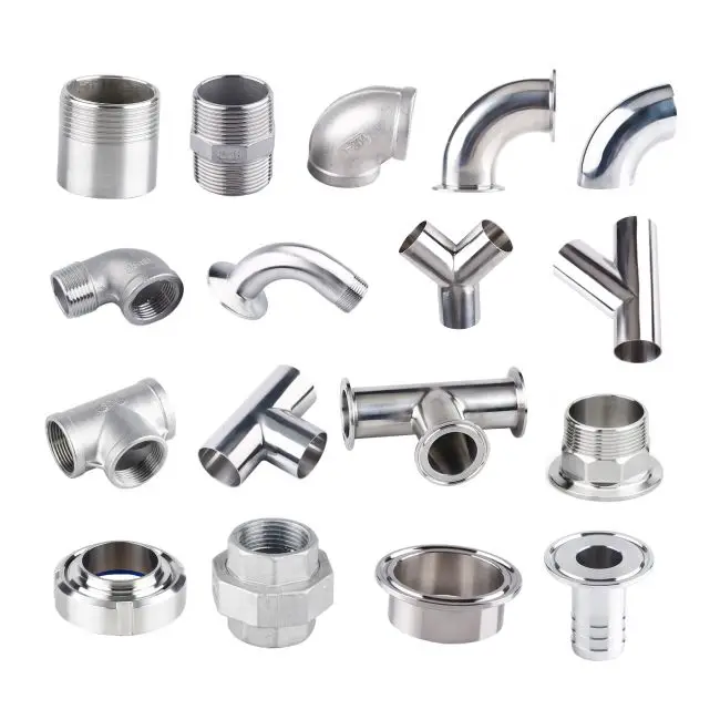 Stainless steel hydraulic 304 316 plumbing material male female threaded reducing elbow tee reducer clamp ferrule pipe fittings