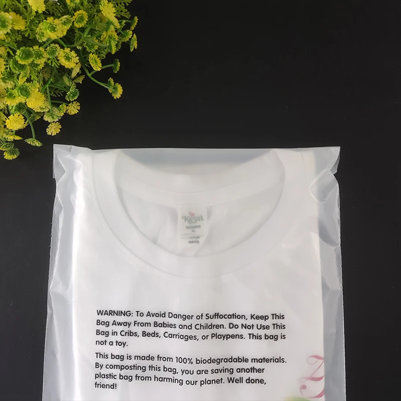 Compostable clear transparent plastic biodegradable self adhesive courier poly bags for food packaging
