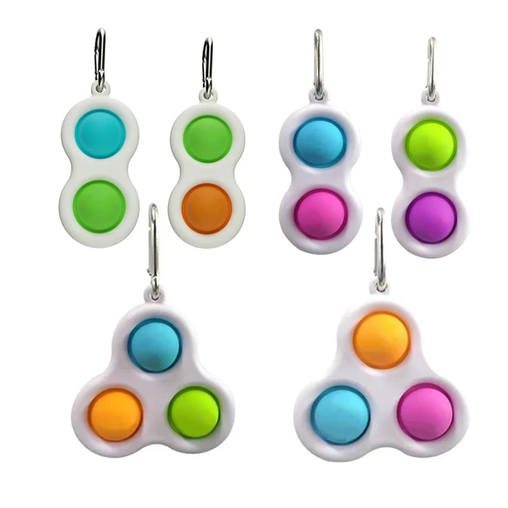 Silicone Popping Bubble Fidget Toy Squeeze Sensory Toy for Kids and Adults Simple Dimple Fidget Popper Keychain