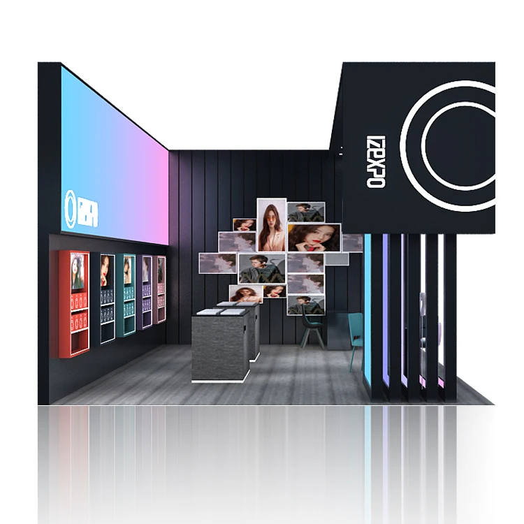 Izexpo Quick Setup Wooden 20x20 Trade Show Booth Display Custom Beauty Fair Island Modular Exhibition Booth Manufactures