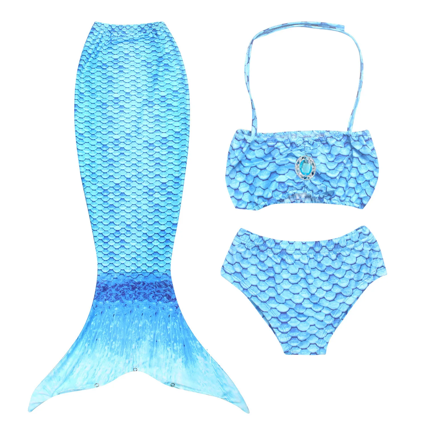 2021 HO Girls Mermaid Swimsuits 3PCS/Set Girls Bikini Set Mermaid Tails with Fin Swimsuit Bikini Swimwear For Girls