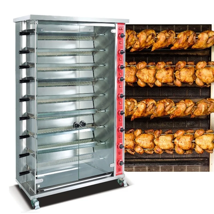 Commercial Kitchen Equipment Chickens Meat Roaster Machine  Grill 4 Rods Rotisserie Gas Electric Rotary Chicken Oven